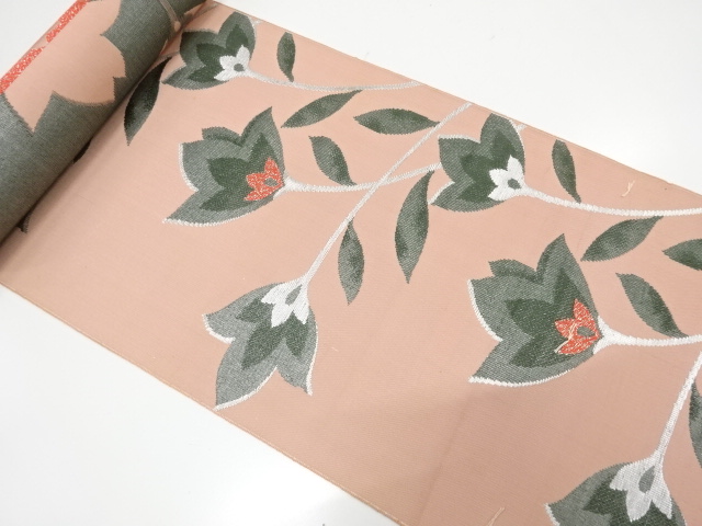 JAPANESE KIMONO / ANTIQUE BOLT FOR HASSUN OBI / WOVEN FLOWER